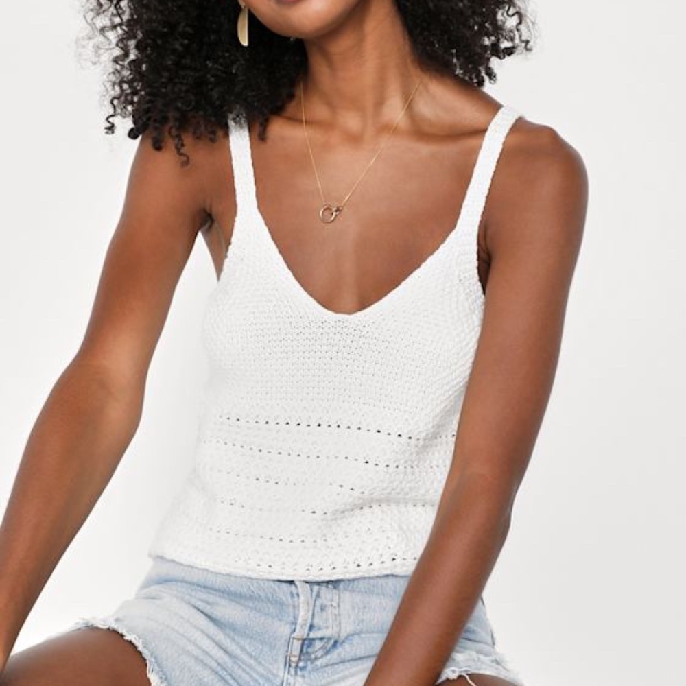 Lulus Pleasant Mood Ivory Pointelle Knit Tank Top White - Size XS